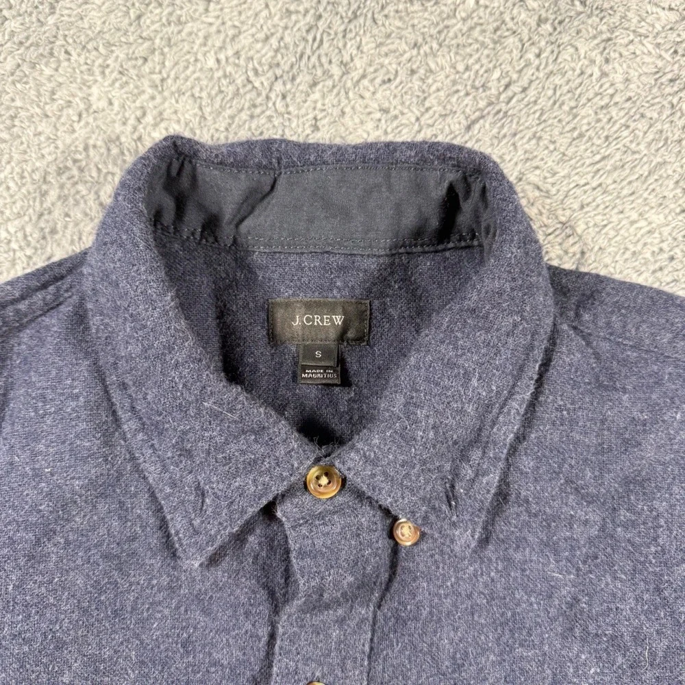 J Crew Blue Wool‎ Elbow Patch Button Shirt Suede Mens Size Small